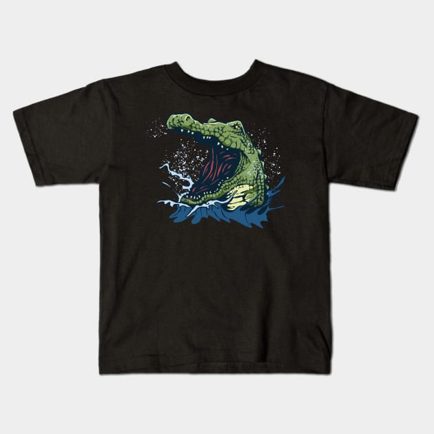 crocodile illustration Kids T-Shirt by Invectus Studio Store